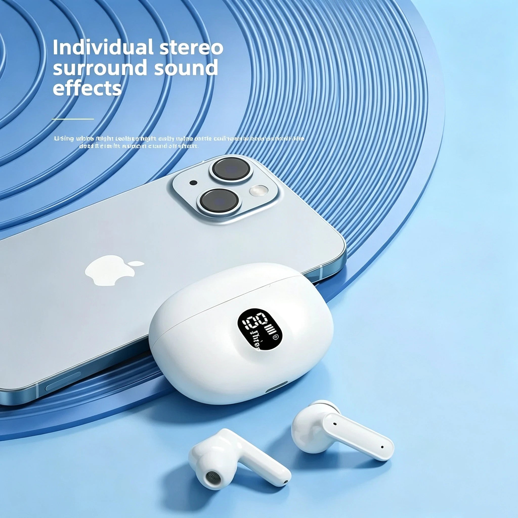 TWS  Bluetooth 5.3 Wireless Headphones LED Digital Display Headset HiFi Stereo Earbuds Headphones With Microphone For Phones
