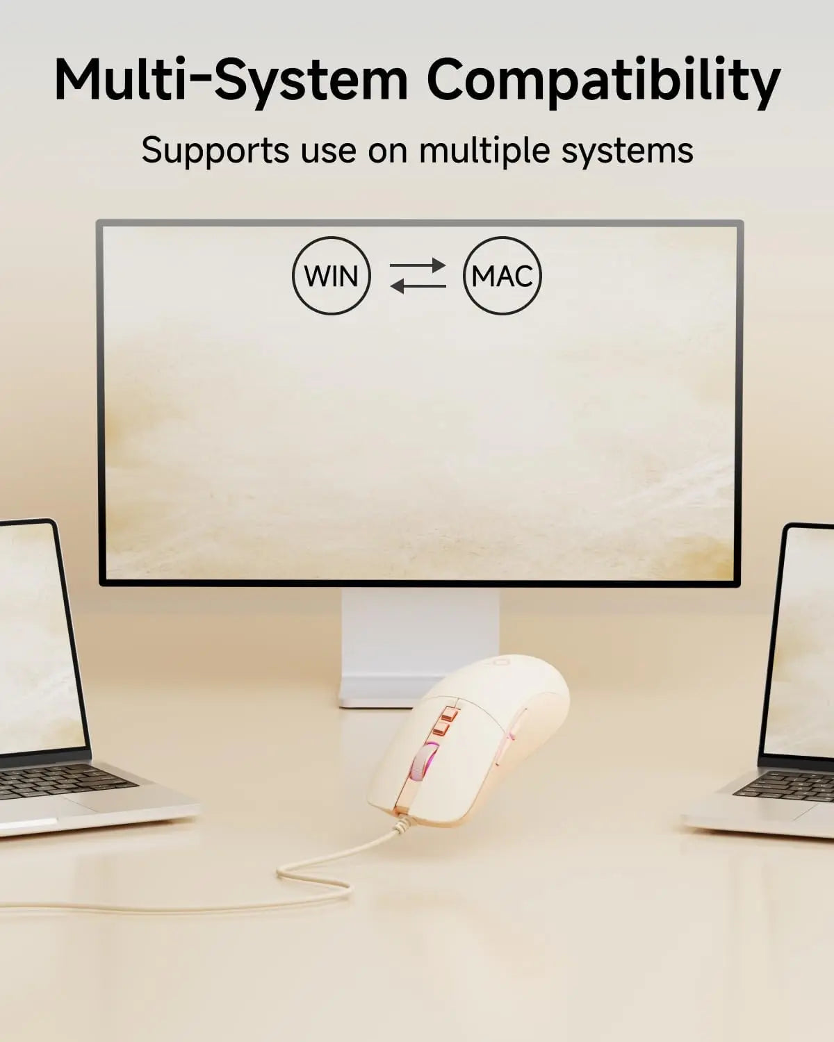 Aesthetic Wired Mouse Silent 2400DPI USB Optical Mouse for Girls Students Laptop PC MacBook Ergonomic Quiet Mute Computer Mice Cute Kawaii Office Gaming Plug Play Sage Green Latte Beige Minimalist Desk Accessories