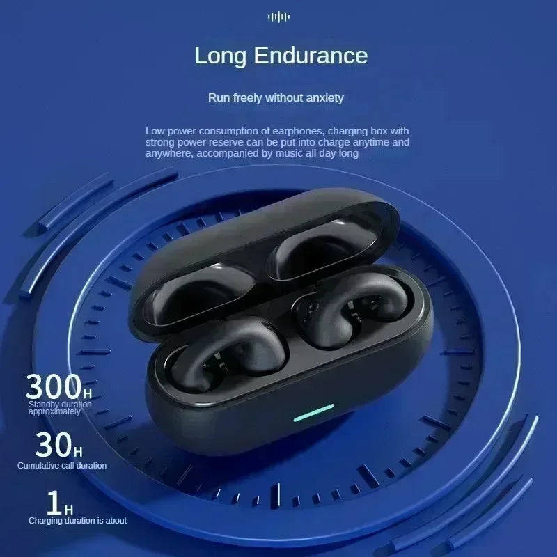New Ear Clip Wireless Bluetooth V5.3 Headphones HIFI Stereo Music Game Noise Cancelling Earphone Sport Earbuds