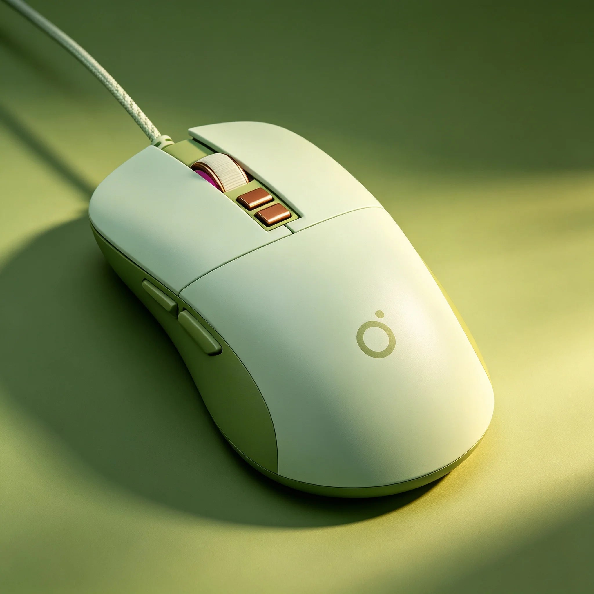 Aesthetic Wired Mouse Silent 2400DPI USB Optical Mouse for Girls Students Laptop PC MacBook Ergonomic Quiet Mute Computer Mice Cute Kawaii Office Gaming Plug Play Sage Green Latte Beige Minimalist Desk Accessories