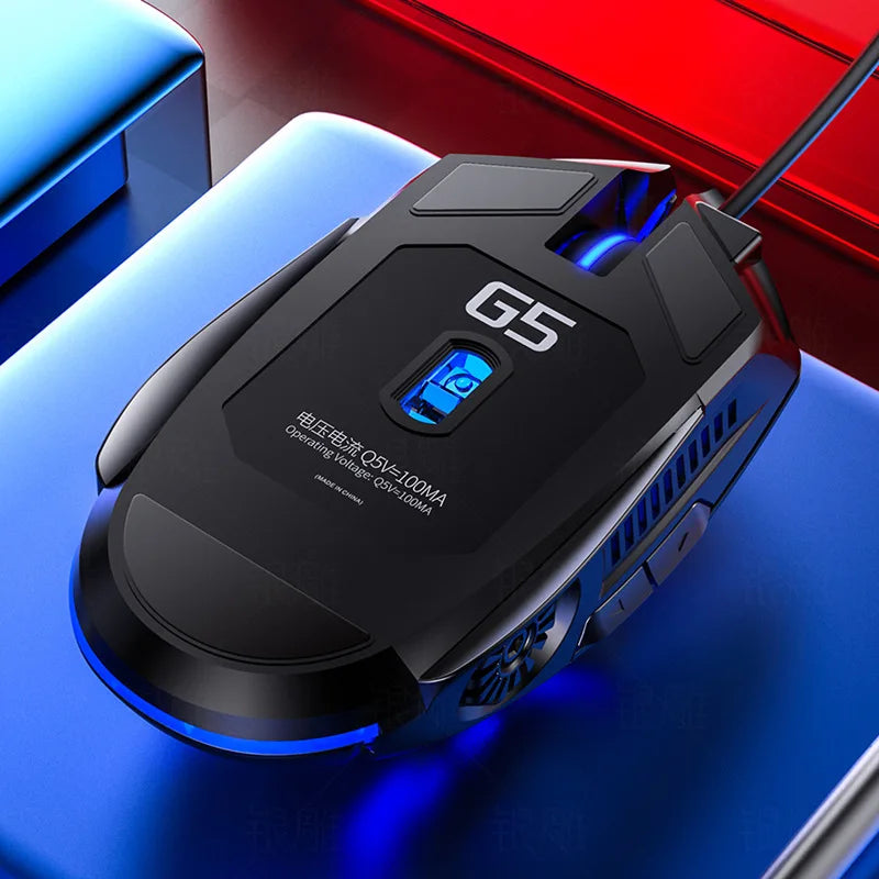 G5 Wired Gaming Mouse Colorful Backlight 6 Button Silent Mouse 4-Speed 3200 DPI RGB Gaming Mouse  For Computer Laptop Mice