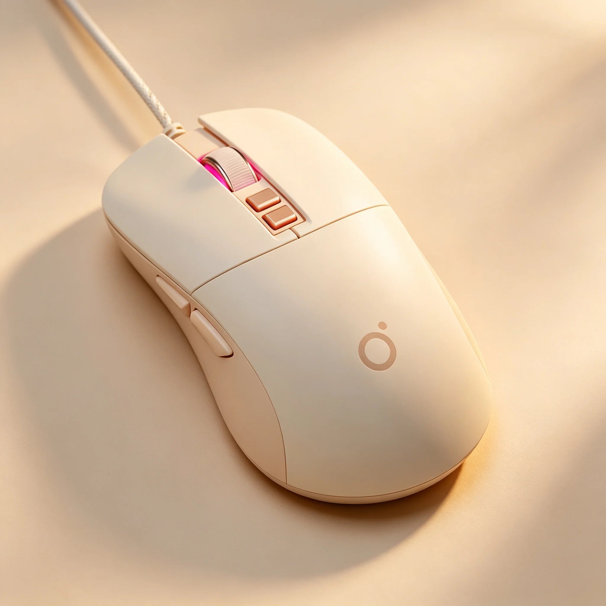 Aesthetic Wired Mouse Silent 2400DPI USB Optical Mouse for Girls Students Laptop PC MacBook Ergonomic Quiet Mute Computer Mice Cute Kawaii Office Gaming Plug Play Sage Green Latte Beige Minimalist Desk Accessories