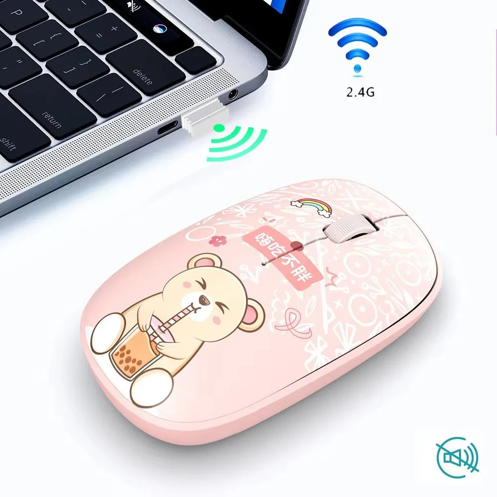High-quality 2.4Ghz Wireless Mouse Bluetooth 5.0 Cartoon Bluetooth Mice Mini Silent Computer Mouse School