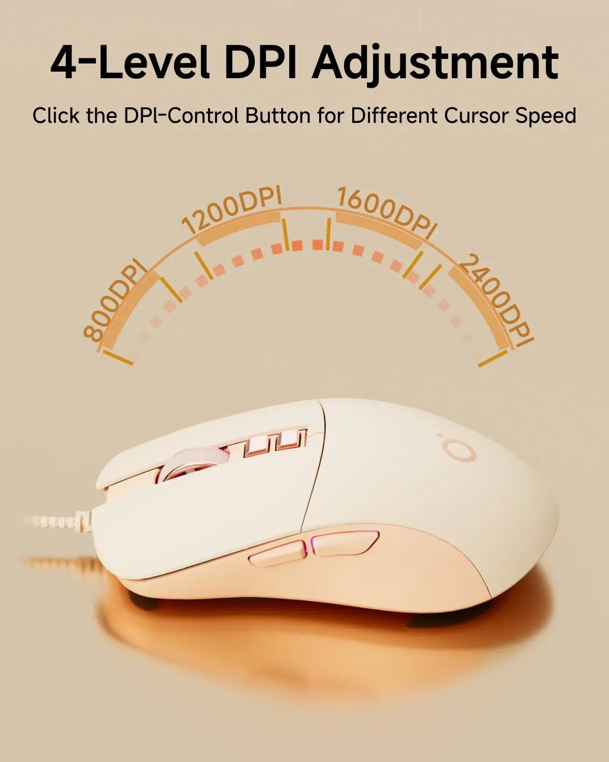 Aesthetic Wired Mouse Silent 2400DPI USB Optical Mouse for Girls Students Laptop PC MacBook Ergonomic Quiet Mute Computer Mice Cute Kawaii Office Gaming Plug Play Sage Green Latte Beige Minimalist Desk Accessories