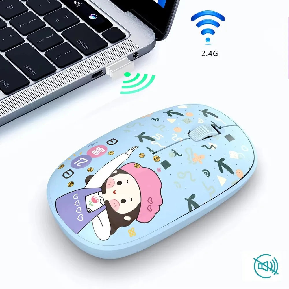 High-quality 2.4Ghz Wireless Mouse Bluetooth 5.0 Cartoon Bluetooth Mice Mini Silent Computer Mouse School